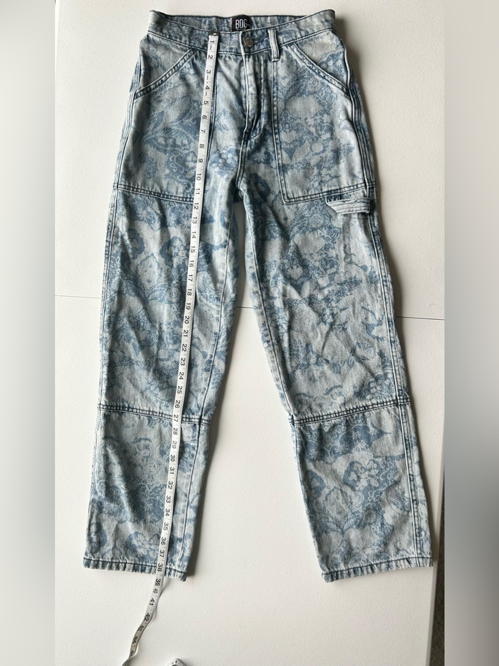 BDG Urban Outfitters High Rise Baggy Paisley Jeans 25 Floral Carpenter Pants - Picture 5 of 8
